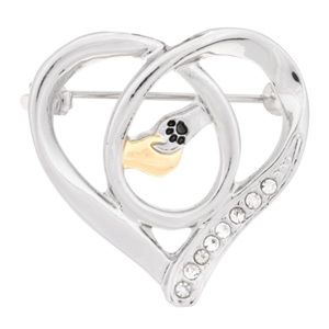 GREATER GOODS NETWORK PAW HEART PIN NEW SILVER & GOLD-TONED BROOCH